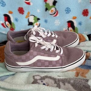 Vans Lavender Checkerboard Old Skool Sneakers with White Stripe